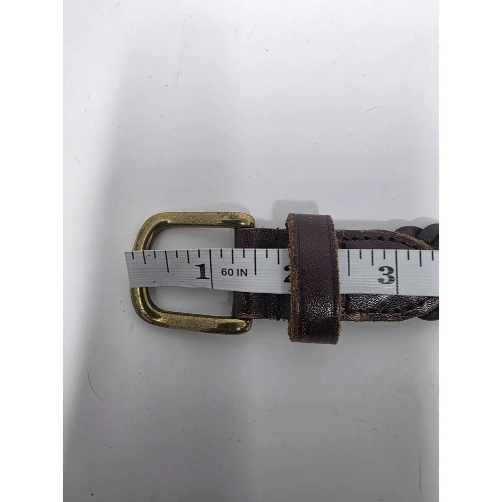 Vtg Polo Ralph Lauren Belt Size 26 Braided Woven Brown Leather Brass Buckle GUC